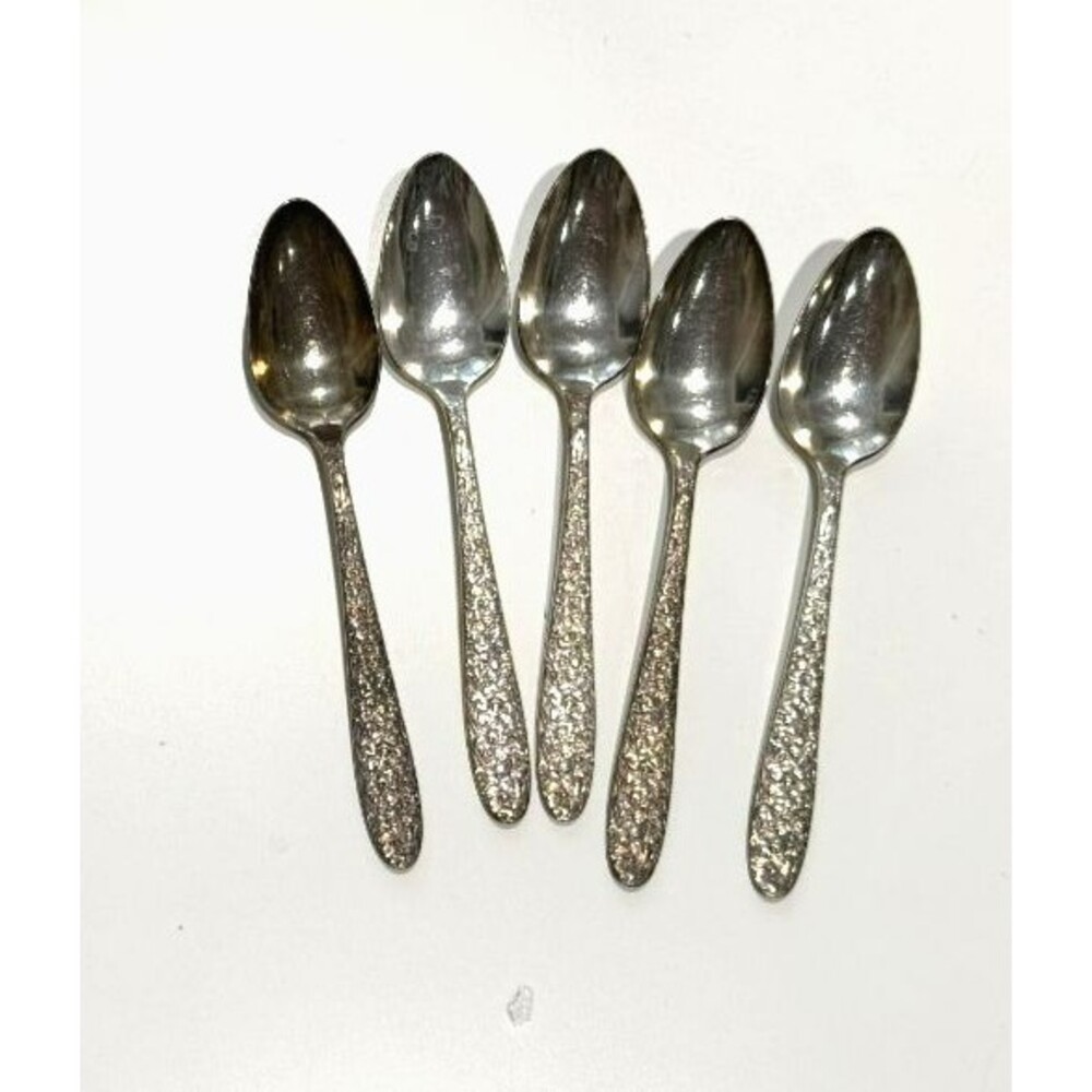 One Set of 5 National Silver Co AA Plus Silverplate Serving Spoons "Narcissus"